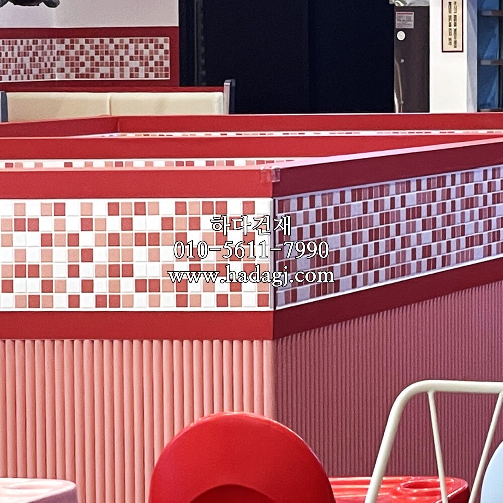 정각 모자이크타일 25x25x6T 믹스 핑크 무광 / 하다건재