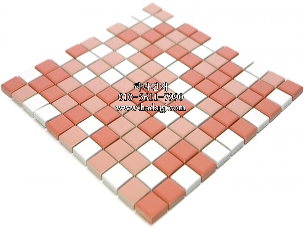 정각 모자이크타일 25x25x6T 믹스 핑크 무광 / 하다건재