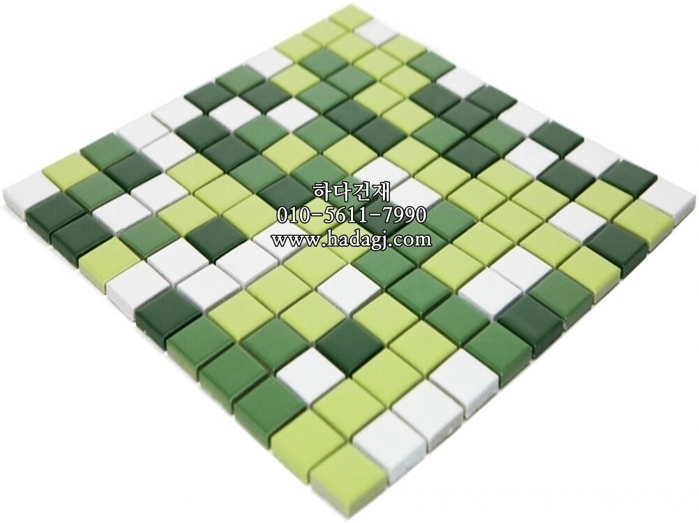 정각 모자이크타일 25x25x6T 믹스 그린 무광 / 하다건재