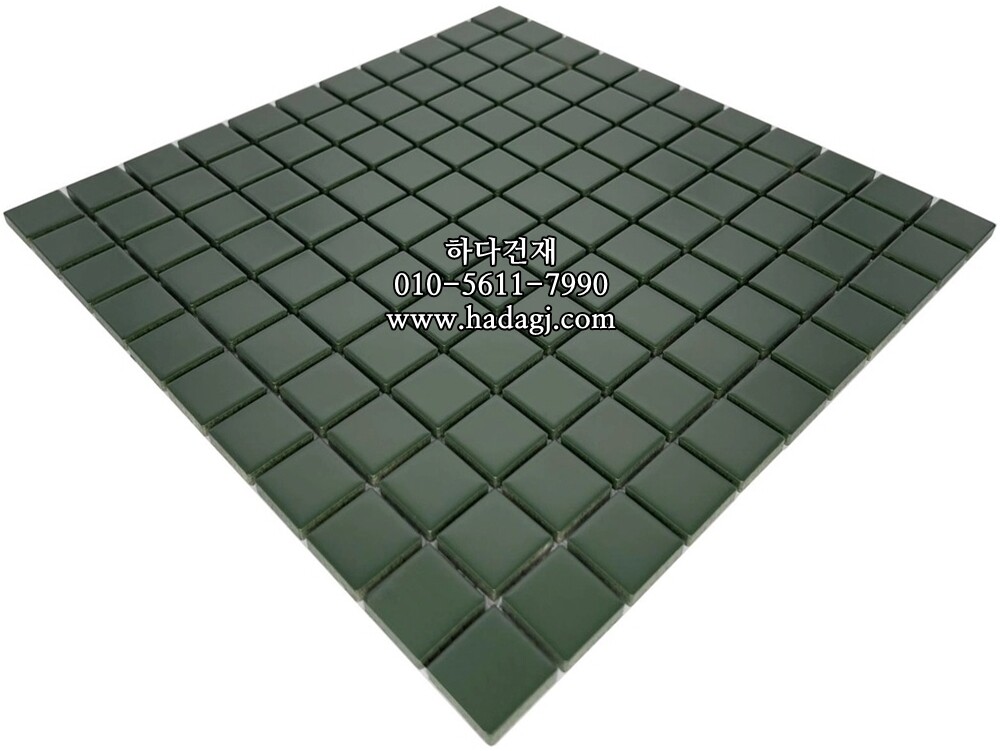 정각 모자이크타일 25x25x6T 그린 무광 / 하다건재