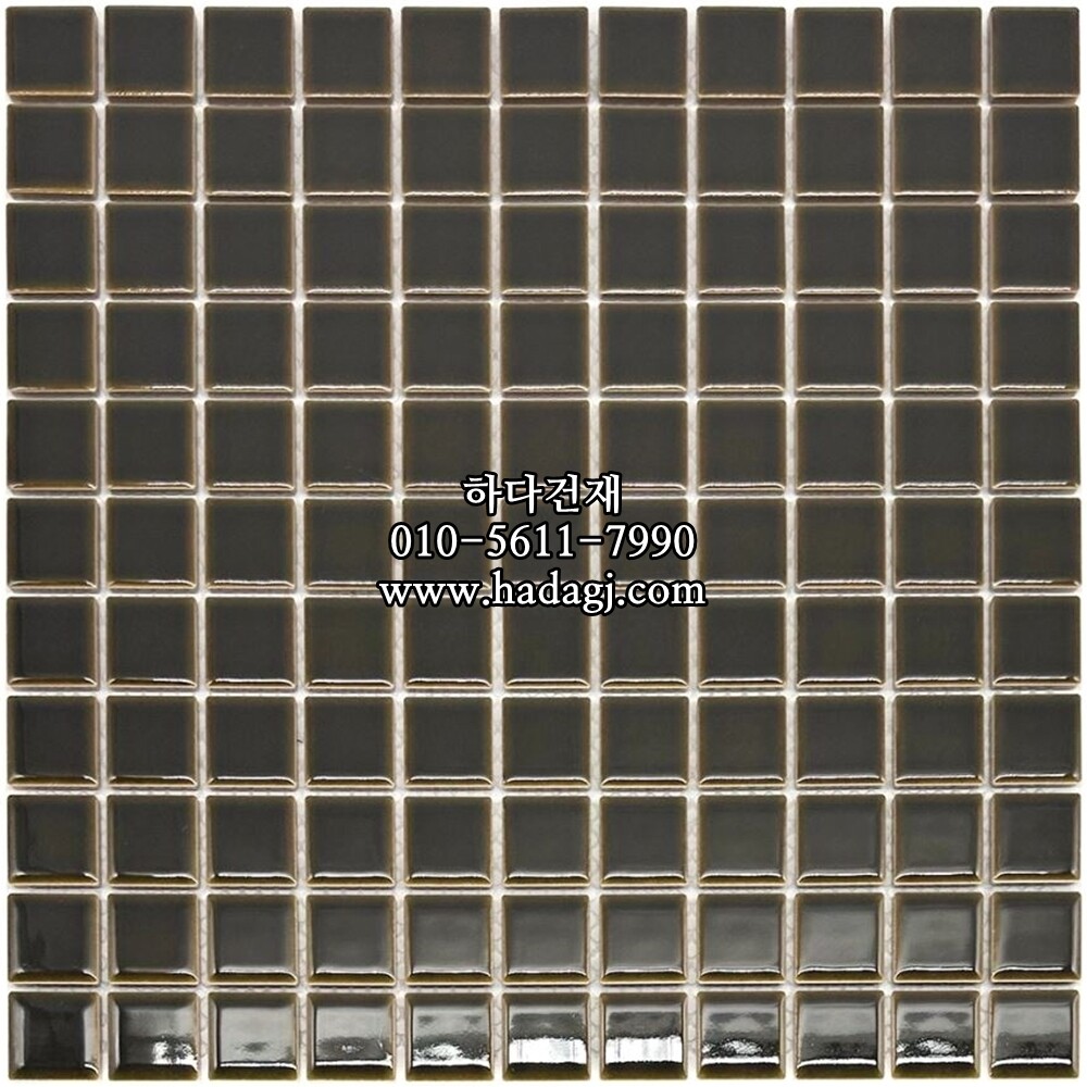 정각 모자이크타일 25x25x6T 올리브 유광 / 하다건재