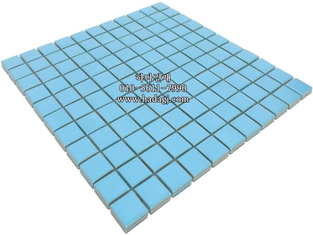 정각 모자이크타일 25x25x6T 스카이 연블루 무광 / 하다건재