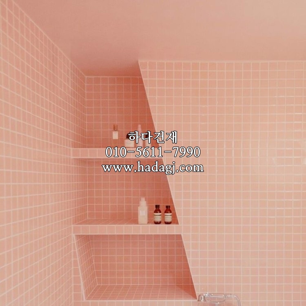 정각 모자이크타일 25x25x6T 핑크 무광 / 하다건재