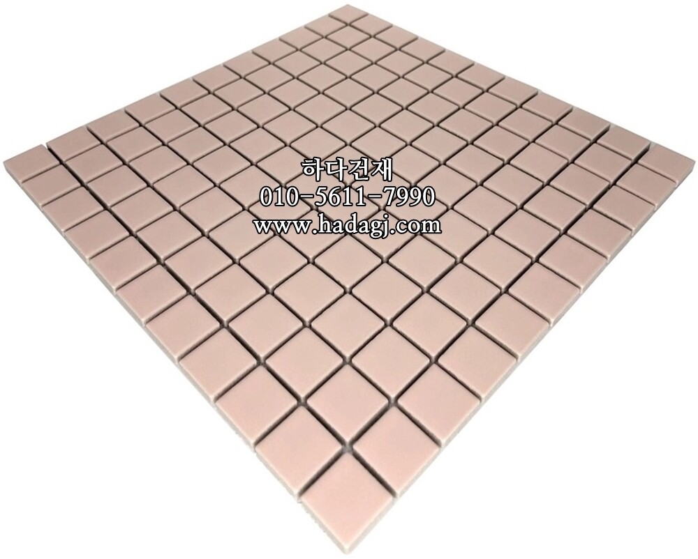 정각 모자이크타일 25x25x6T 핑크 무광 / 하다건재