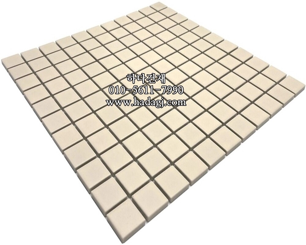 정각 모자이크타일 25x25x6T 아이보리 무광 / 하다건재