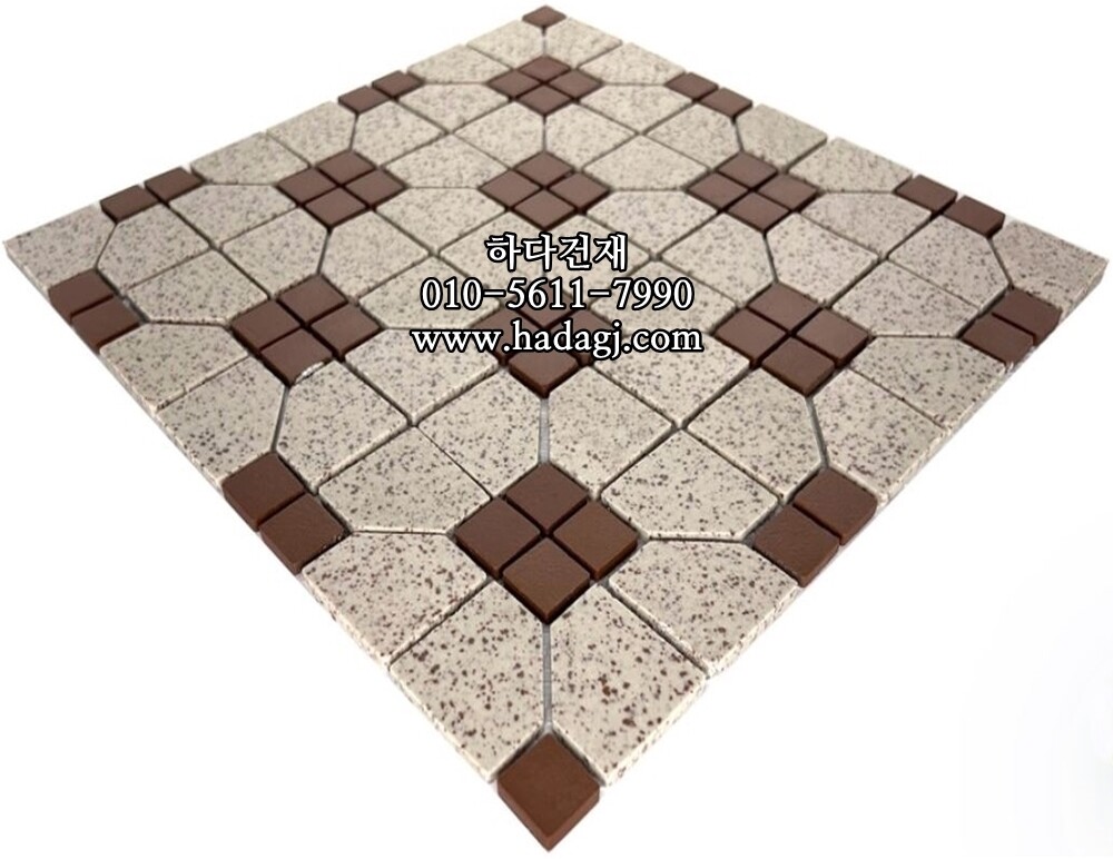 레트로 모자이크타일 다각 18x18+38x38 다크레드 / 하다건재