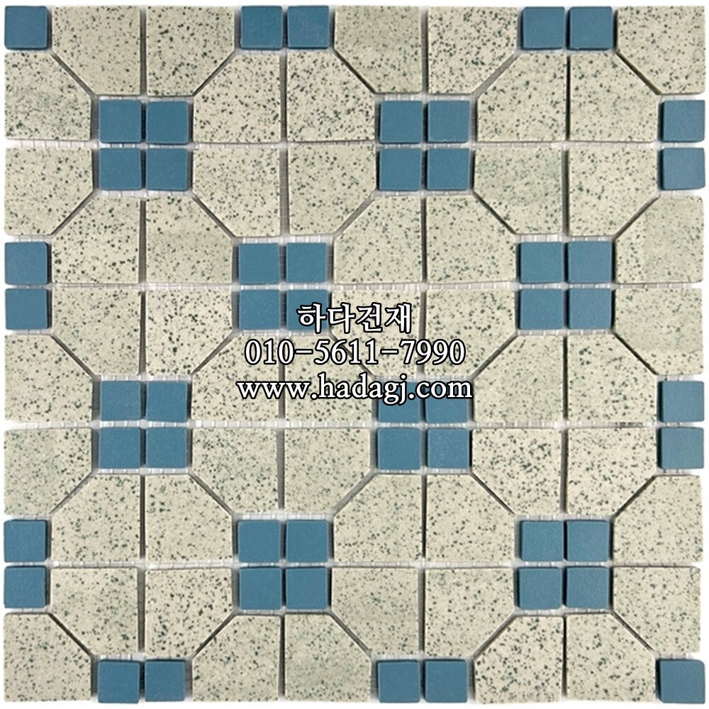 레트로 모자이크타일 다각 18x18+38x38 아쿠아 / 하다건재