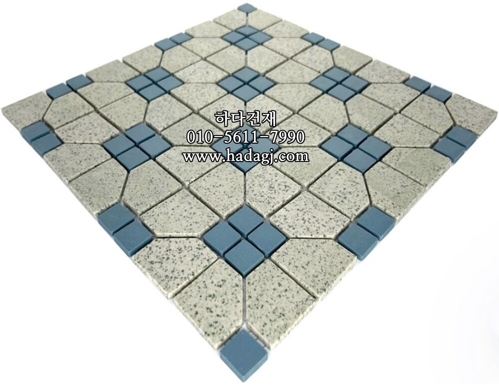 레트로 모자이크타일 다각 18x18+38x38 아쿠아 / 하다건재