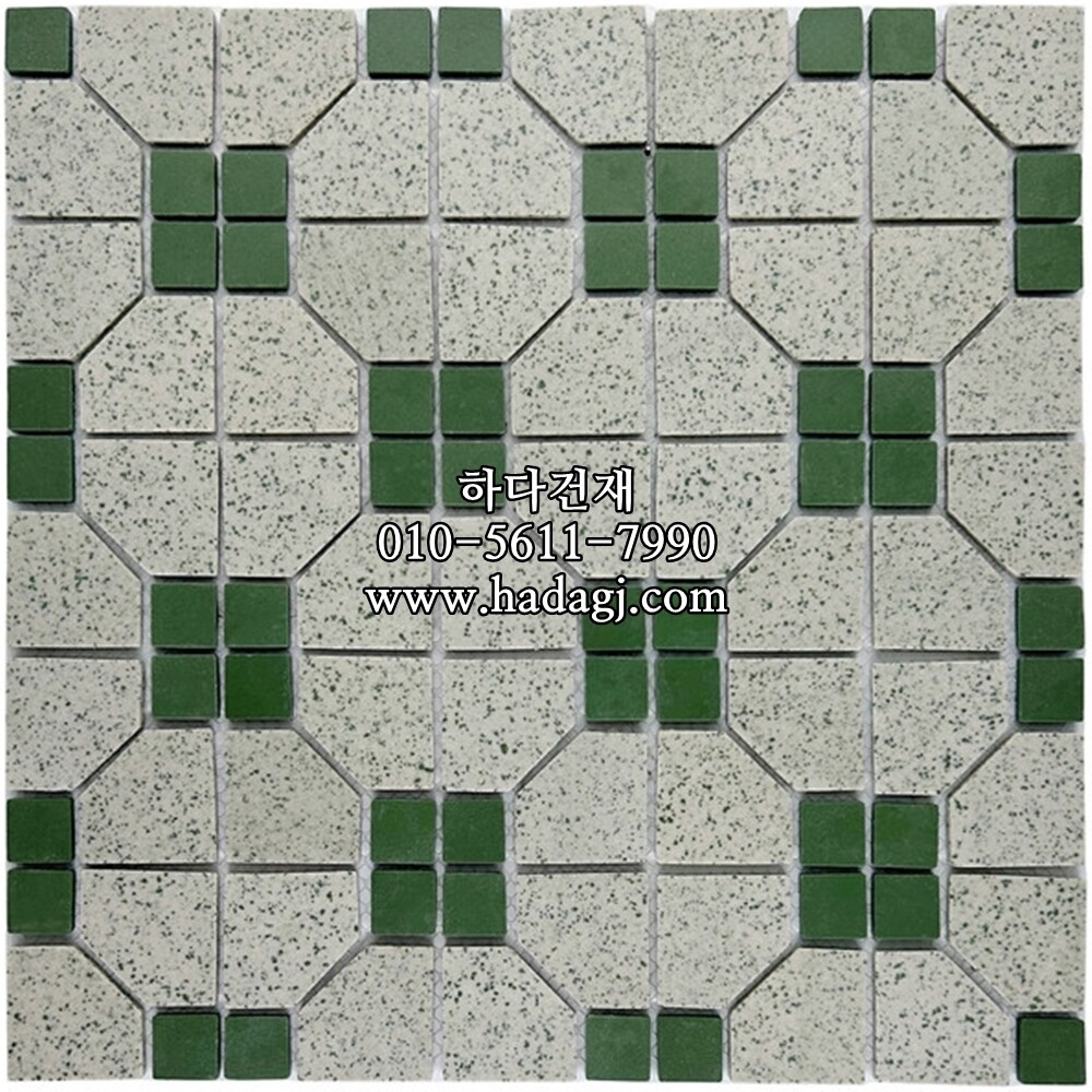 레트로 모자이크타일 다각 18x18+38x38 그린 / 하다건재