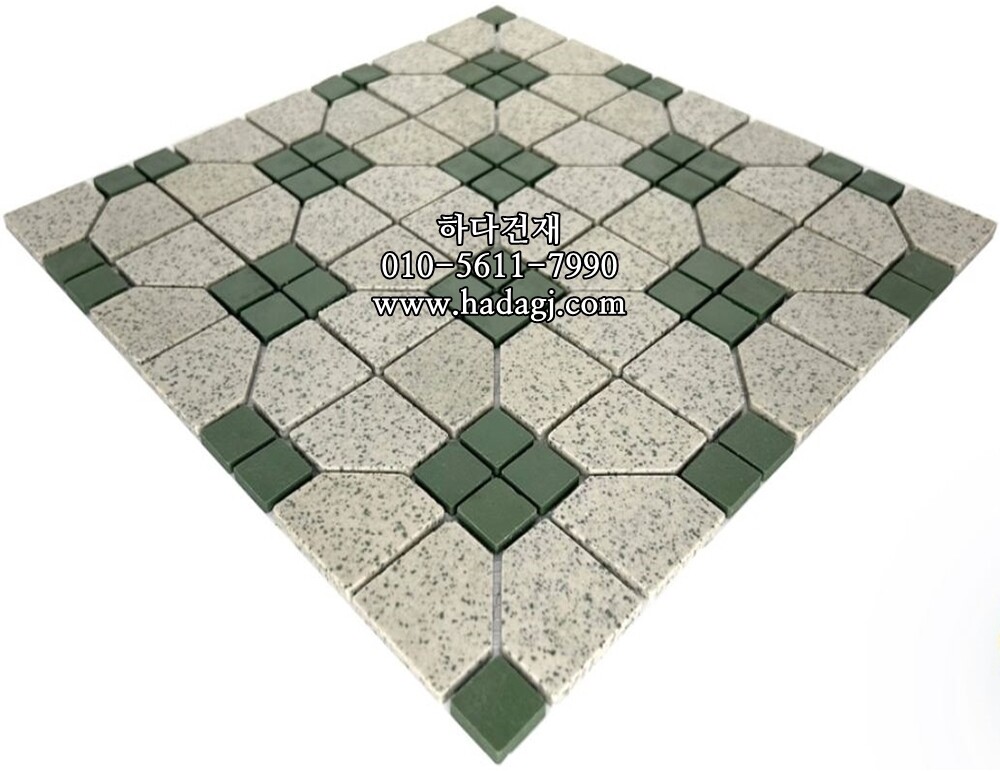 레트로 모자이크타일 다각 18x18+38x38 그린 / 하다건재
