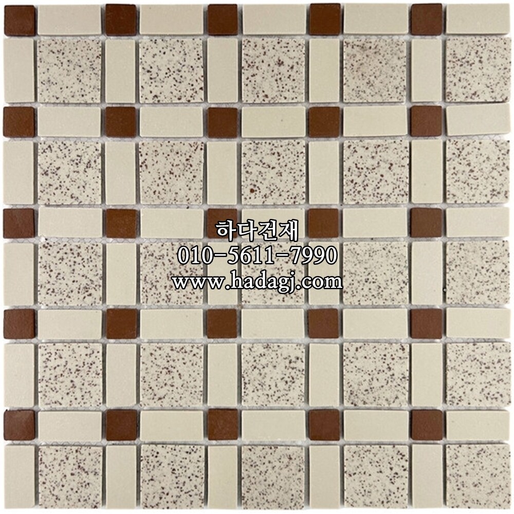 레트로 모자이크타일 정각 18x18+38x38 다크레드 / 하다건재