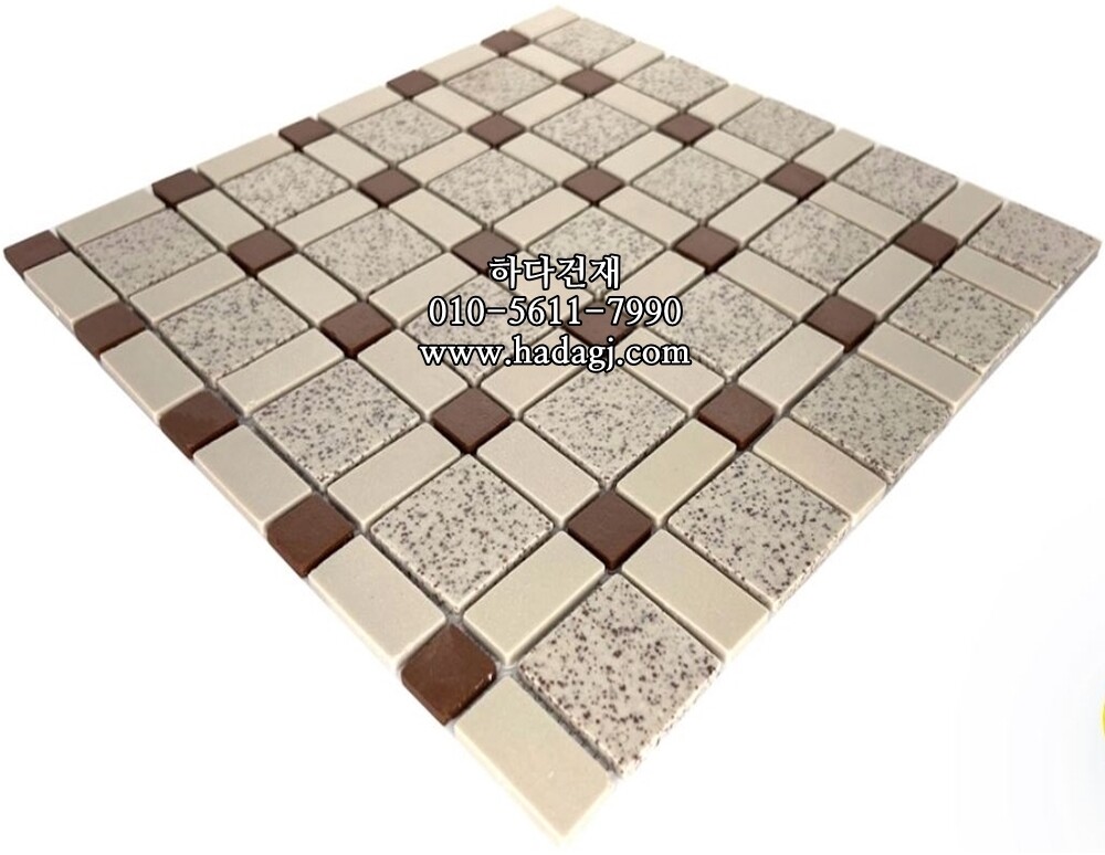 레트로 모자이크타일 정각 18x18+38x38 다크레드 / 하다건재