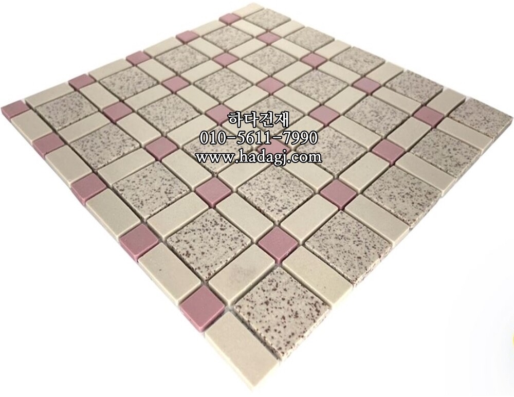 레트로 모자이크타일 정각 18x18+38x38 핑크 / 하다건재