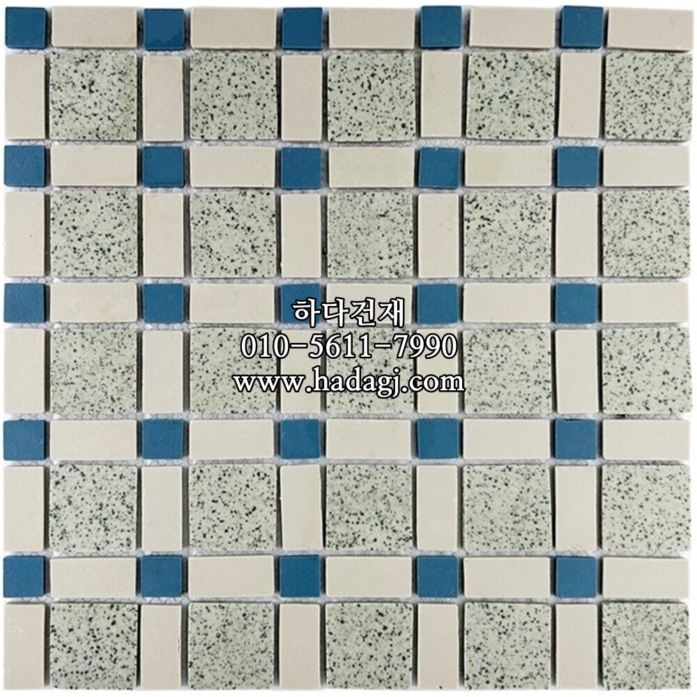 레트로 모자이크타일 정각 18x18+38x38 아쿠아 / 하다건재