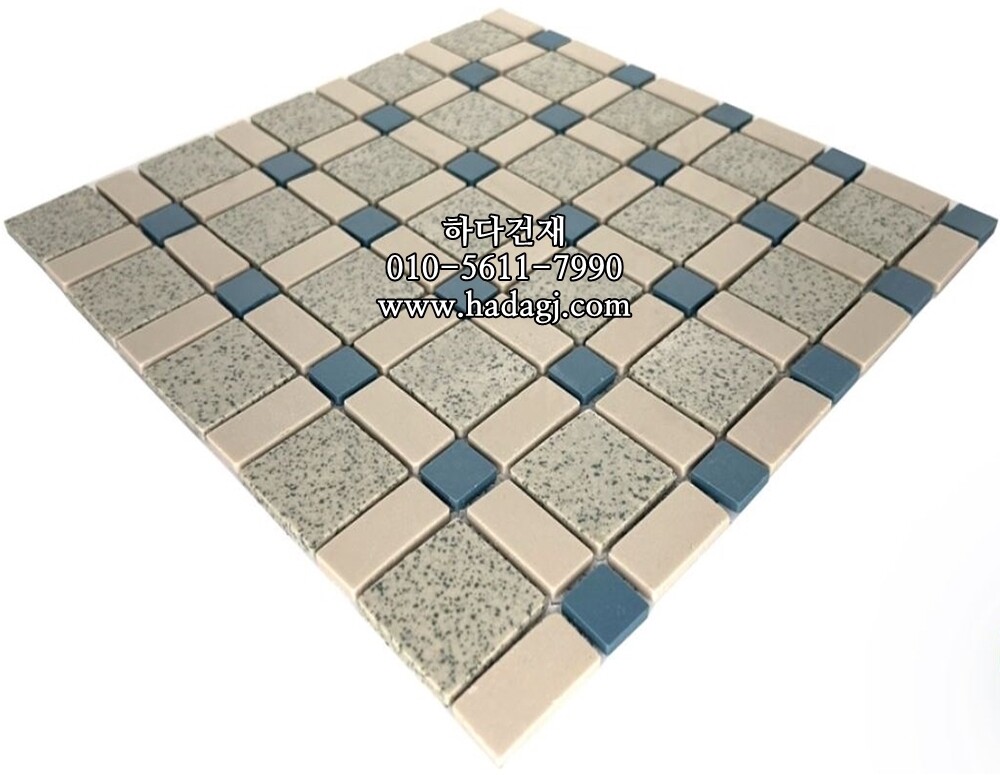 레트로 모자이크타일 정각 18x18+38x38 아쿠아 / 하다건재