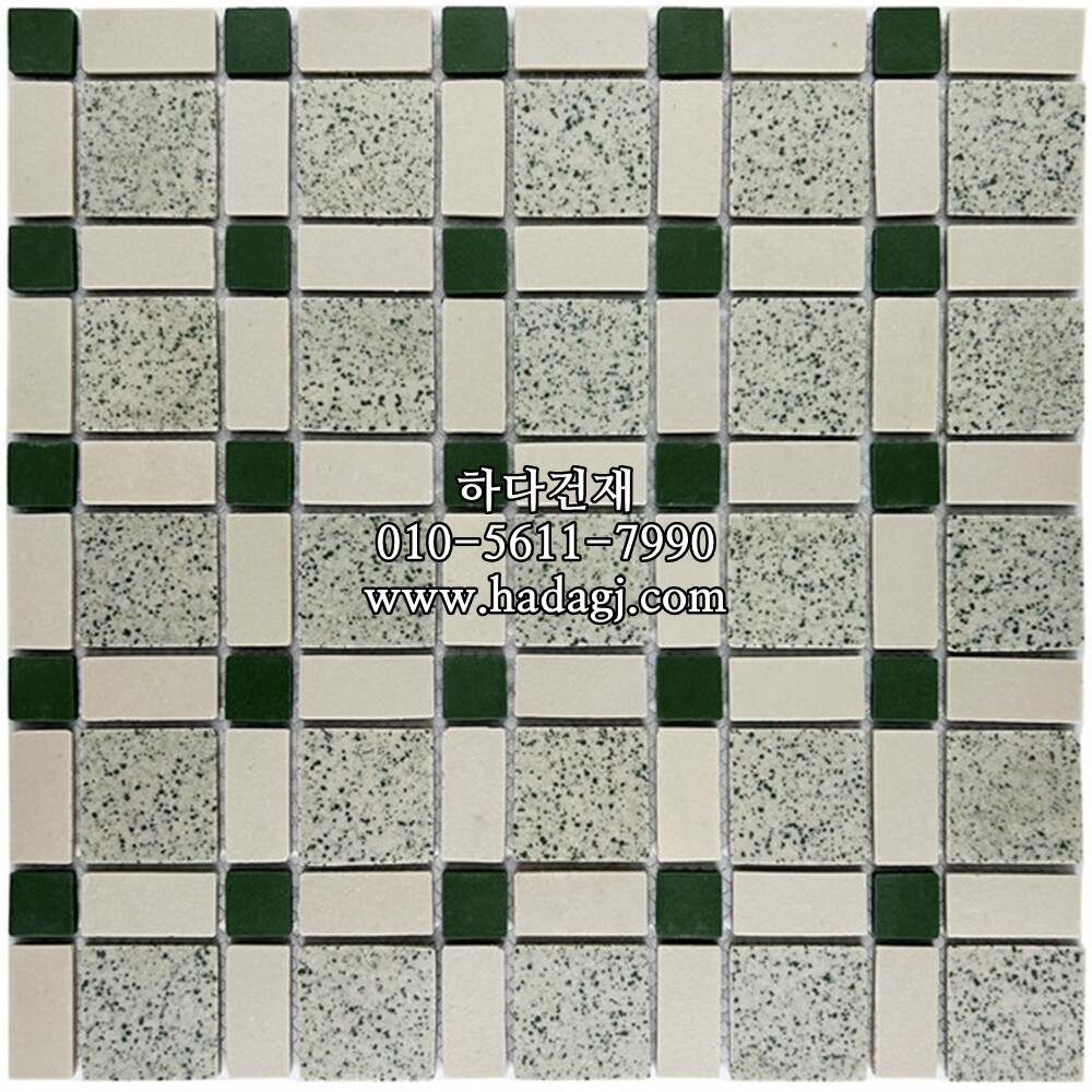레트로 모자이크타일 정각 18x18+38x38 그린 / 하다건재