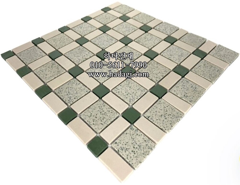 레트로 모자이크타일 정각 18x18+38x38 그린 / 하다건재