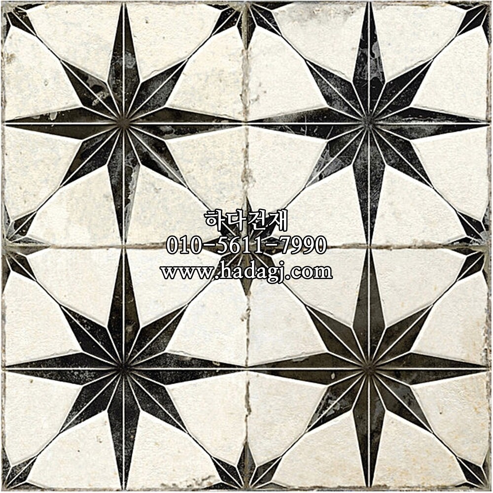 패턴 세라믹타일 FS STAR BLACK LT 450x450X9.5T / 하다건재