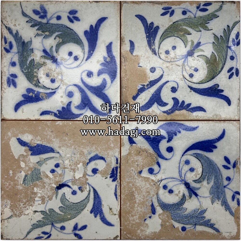 패턴 세라믹타일 FS HERITAGE LEAVES LT 450x450X9.5T / 하다건재 스페인타일