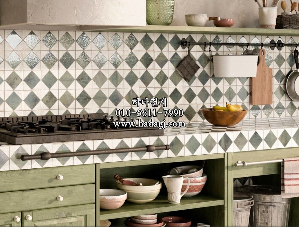 패턴 세라믹타일 FS ARLES GREEN LT 330x330X9.5T / 하다건재 스페인타일