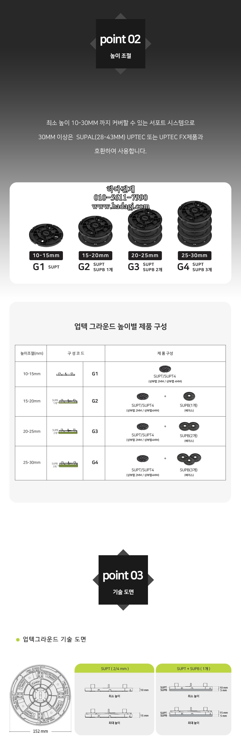 이태리 업텍 그라운드 SUPT SUPT4 SUPB UPTEC GROUNDㅣ페데스탈 하다건재