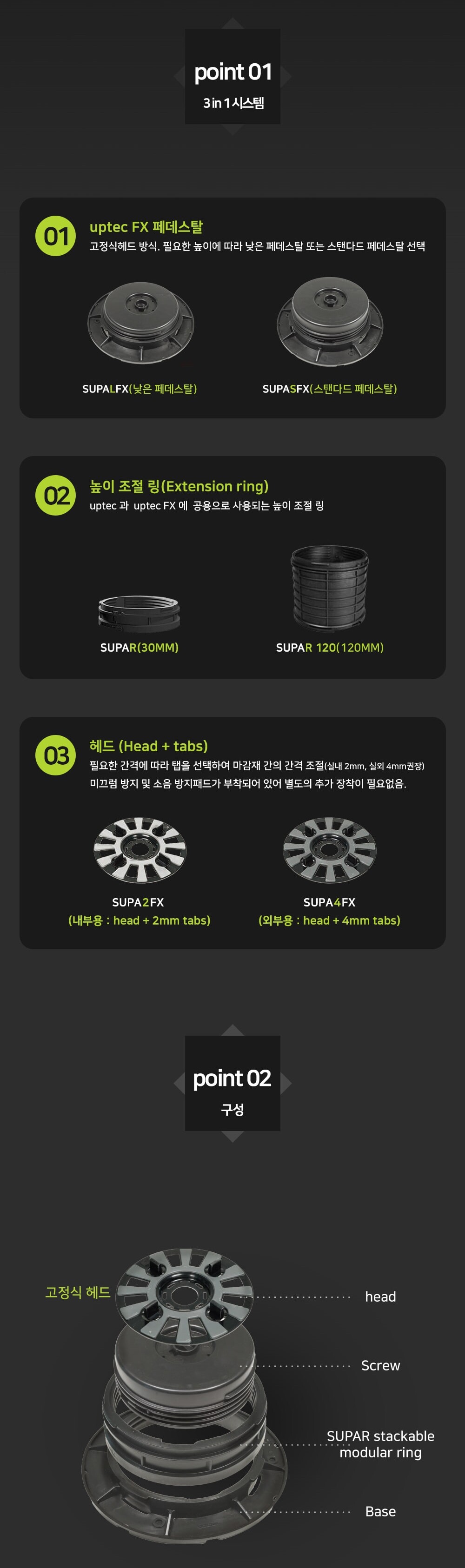 이태리 업텍FX 셀프 레벨링 페데스탈 데크시스템ㅣUPTEC 페데스탈 하다건재