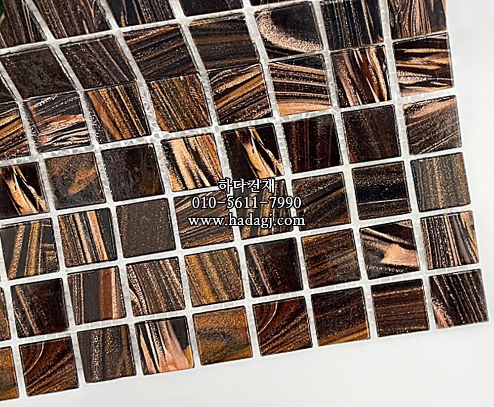 비사자 모자이크타일 20x20x4T 브라운 하다건재