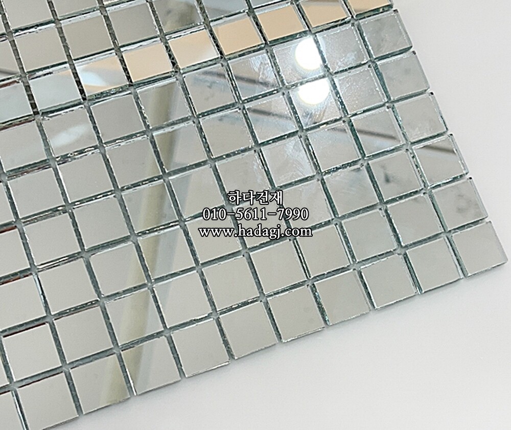 미러 유리모자이크타일 23x23x4T 은경 실버 유광 / 하다건재