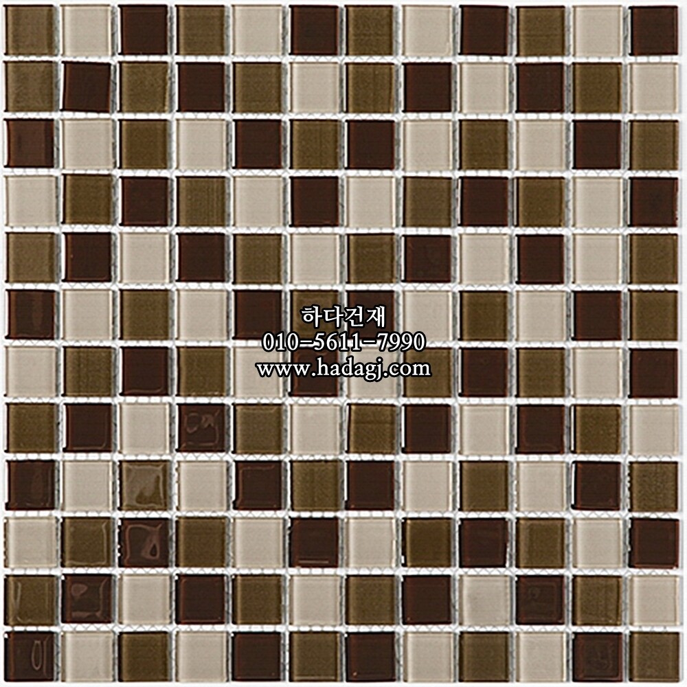 유리 모자이크타일 23x23x4T 브라운믹스 유광 / 하다건재