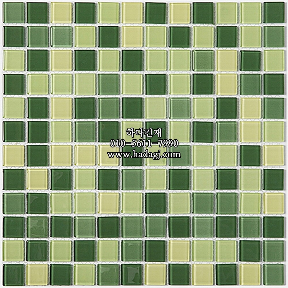 유리 모자이크타일 23x23x4T 그린믹스 유광 / 하다건재