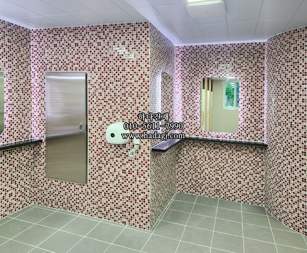유리 모자이크타일 23x23x4T 핑크믹스 유광 / 하다건재
