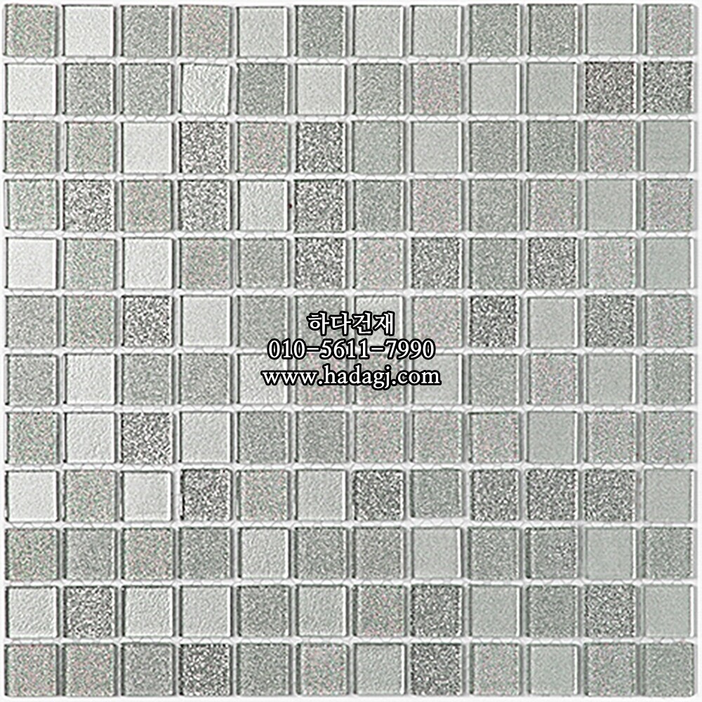 유리 모자이크타일 23x23x4T 실버믹스 유광 / 하다건재