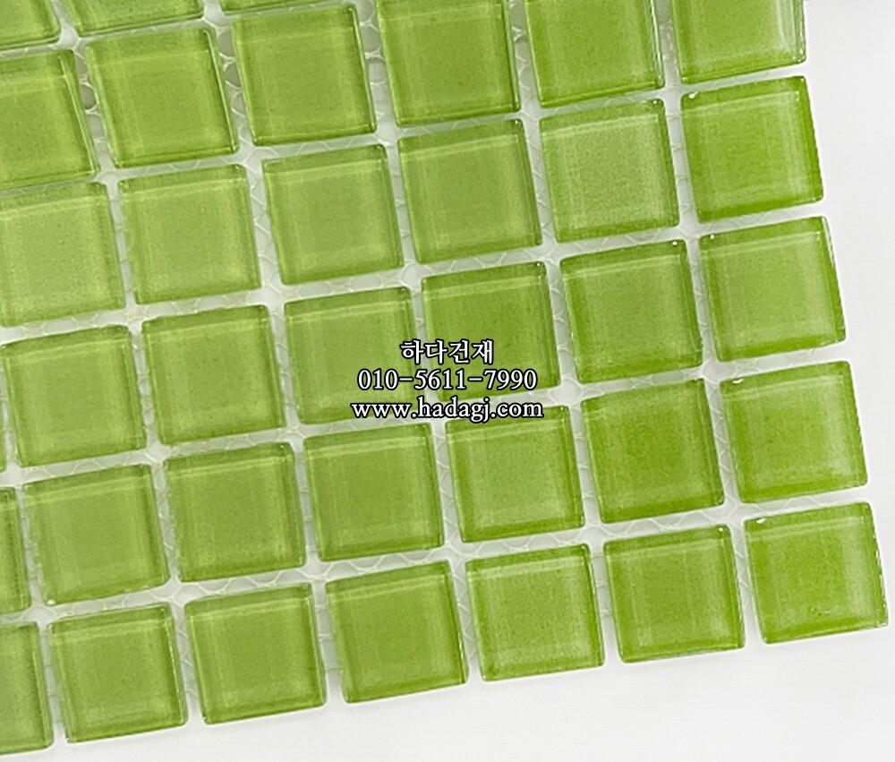  유리 모자이크타일 23x23x4T 그린 유광 / 하다건재