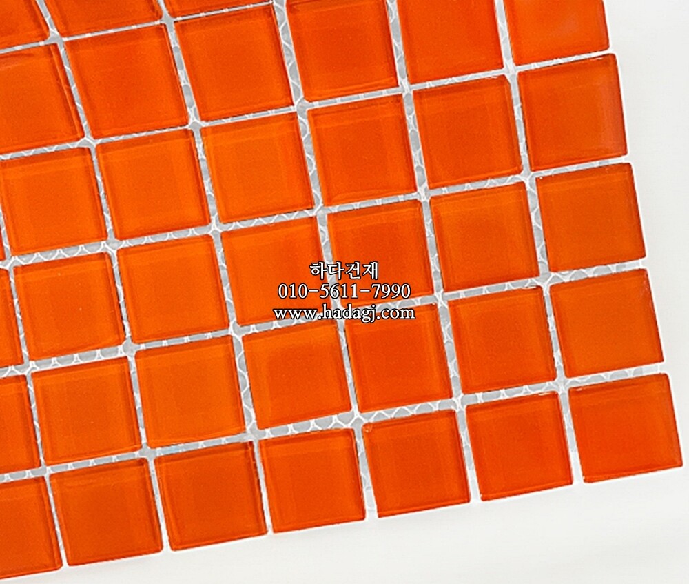 유리 모자이크타일 23x23x4T 오렌지 유광 / 하다건재