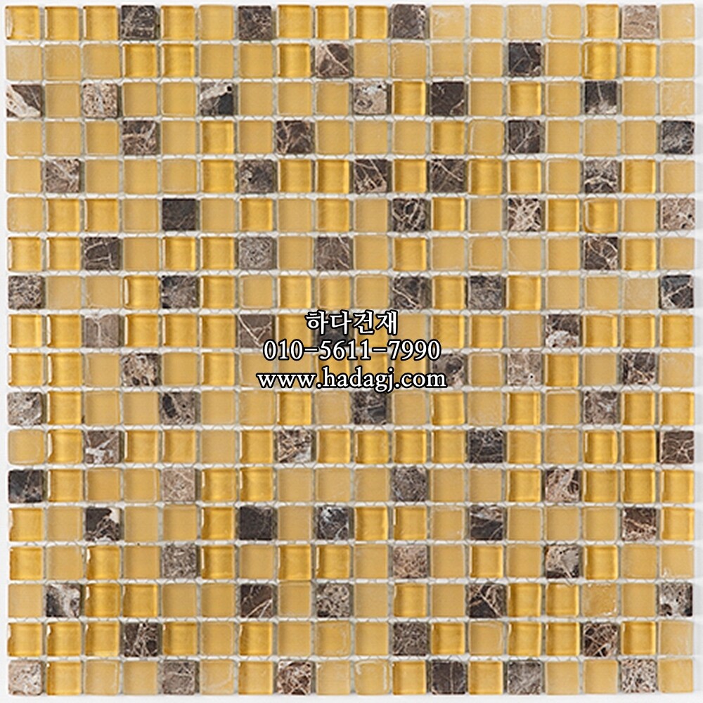 돌유리 모자이크타일 15x15x4T 옐로우믹스 무광유광 / 하다건재