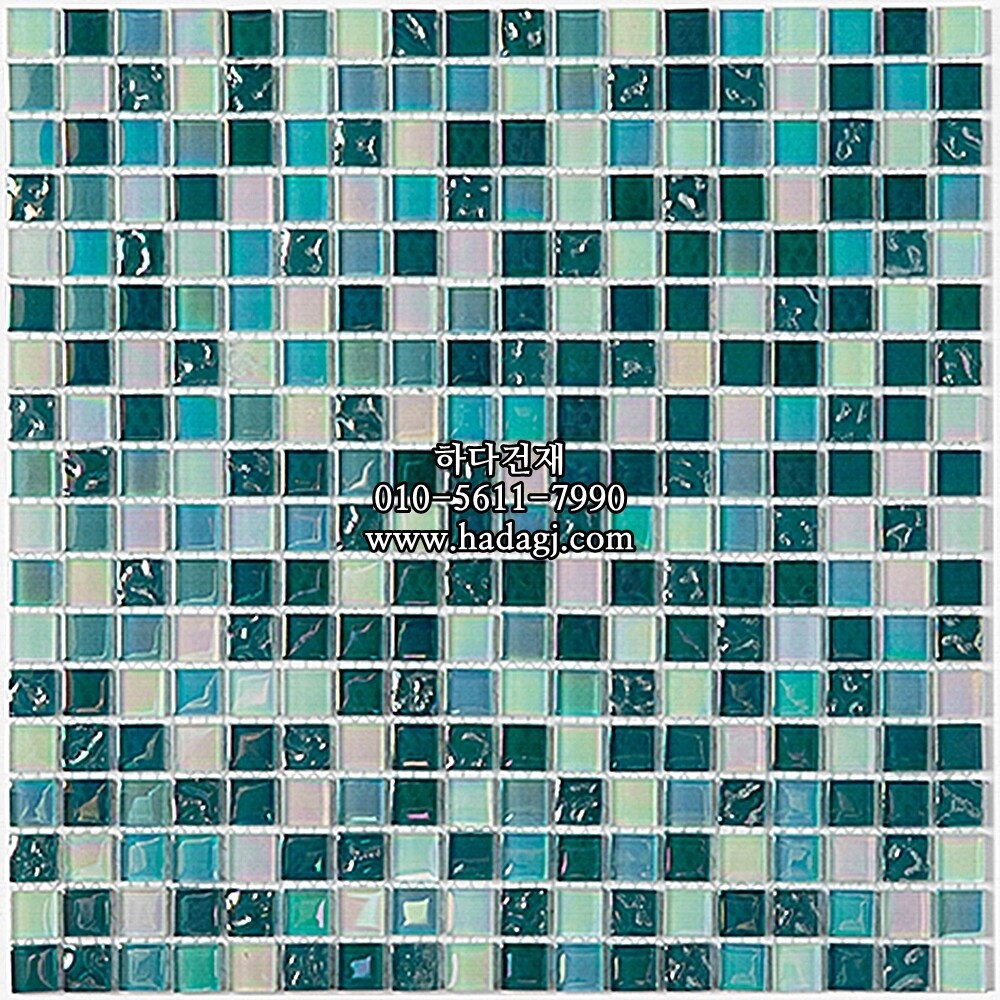 유리 모자이크타일 15x15x4T 그린믹스 유광 / 하다건재