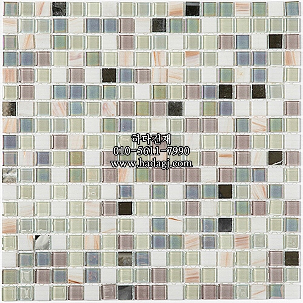 유리 모자이크타일 15x15x4T 퍼플믹스 유광 / 하다건재