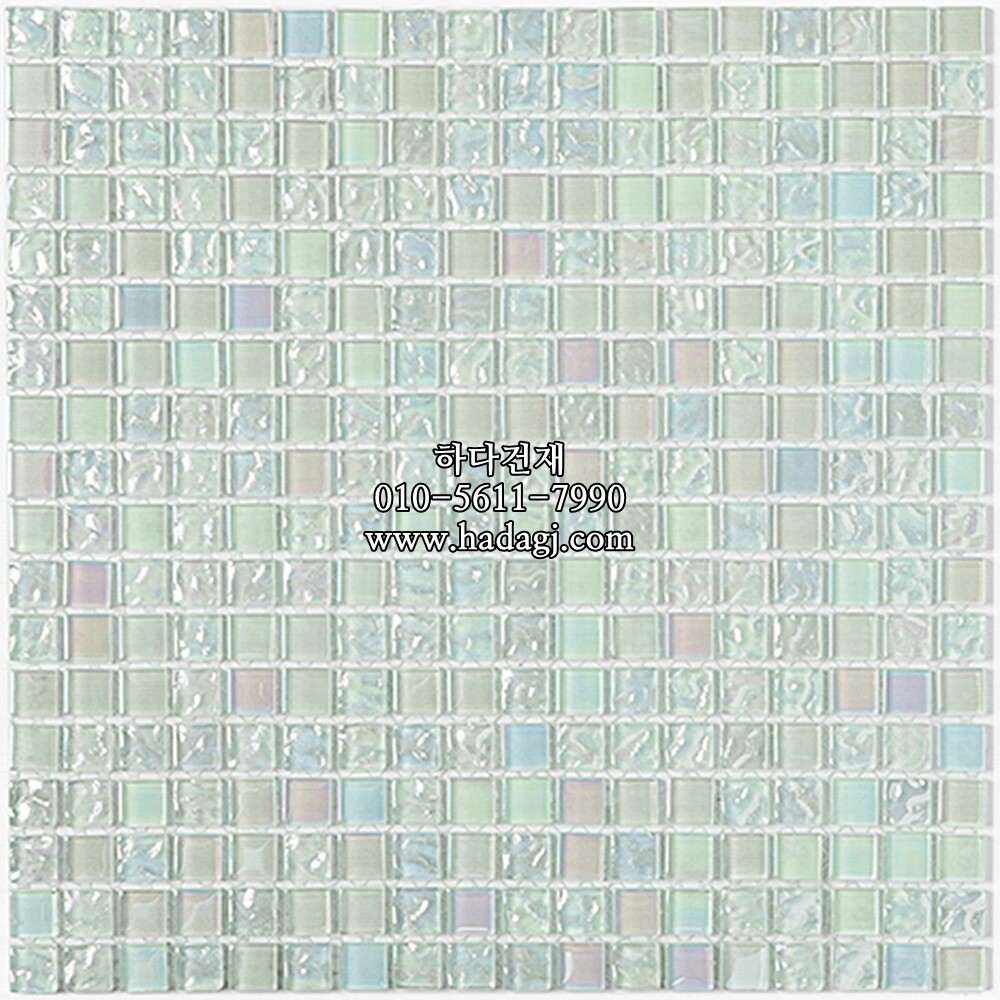 유리 모자이크타일 15x15x4T 화이트믹스 유광 / 하다건재