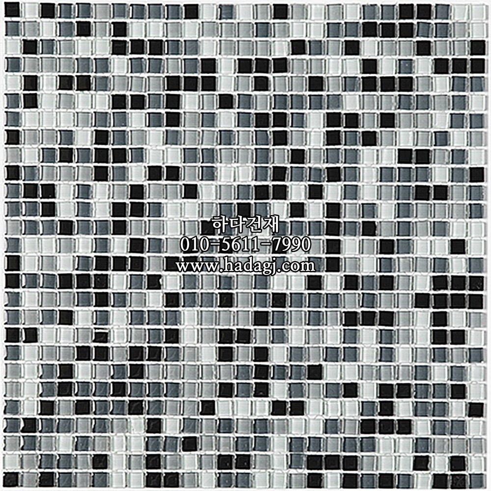 유리 모자이크타일 10x10x3T 블랙믹스 유광 / 하다건재