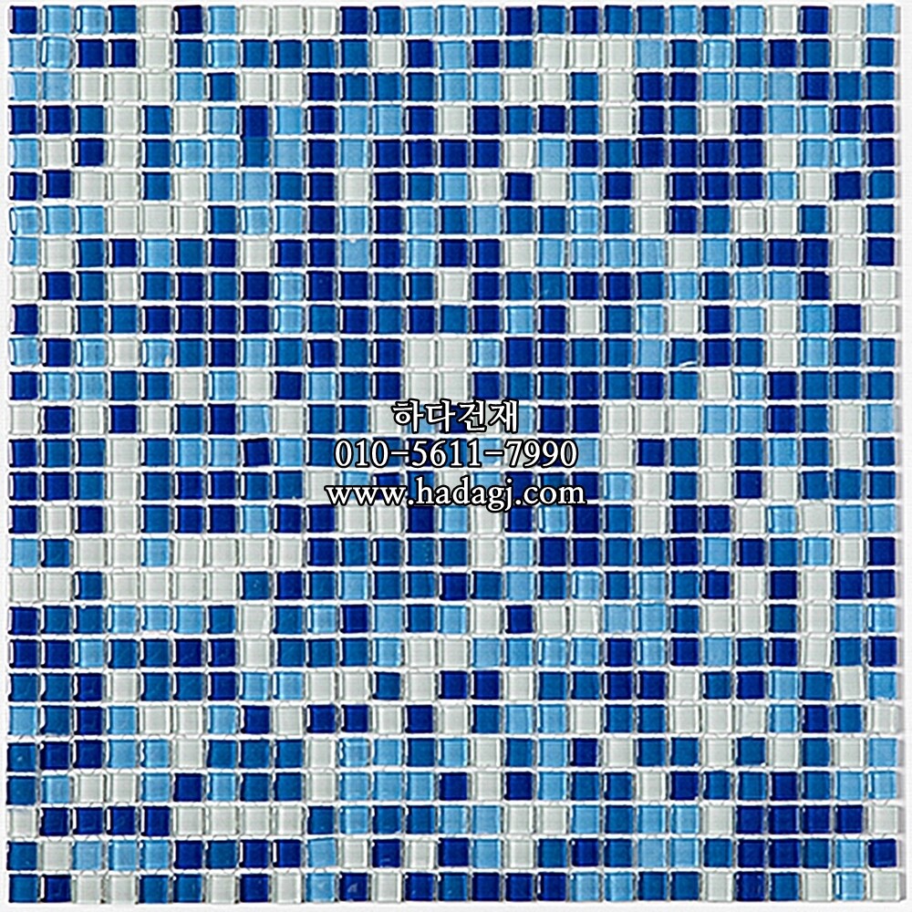 유리 모자이크타일 10x10x3T 블루믹스 유광 / 하다건재