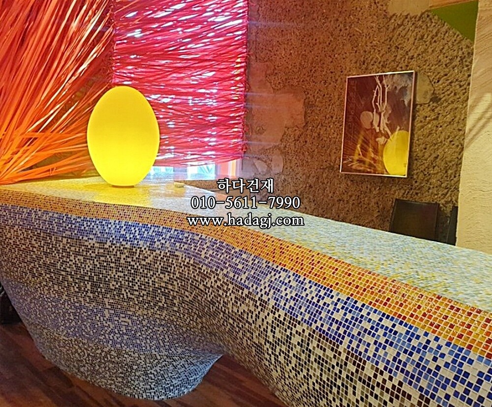 유리 모자이크타일 10x10x3T 블루믹스 유광 / 하다건재