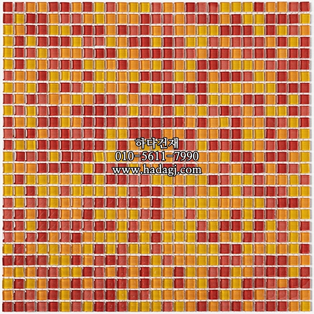 유리 모자이크타일 10x10x3T 레드 옐로우 유광 / 하다건재
