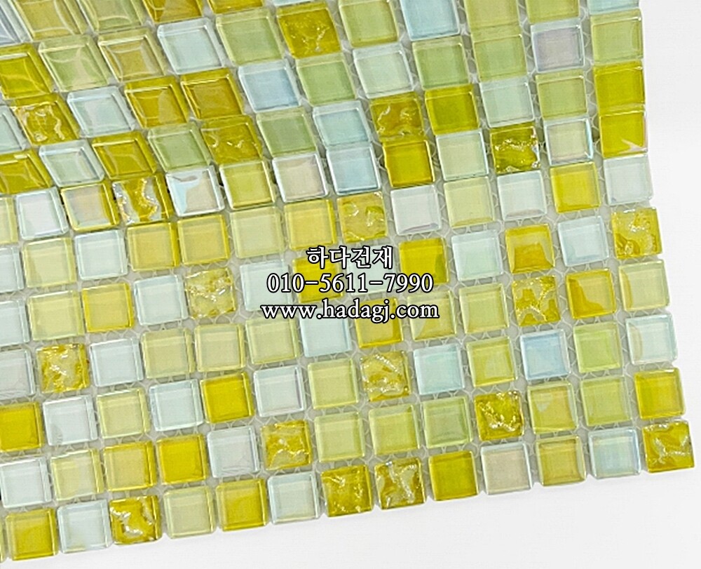 유리 모자이크타일 10x10x3T 옐로우그린 유광 / 하다건재