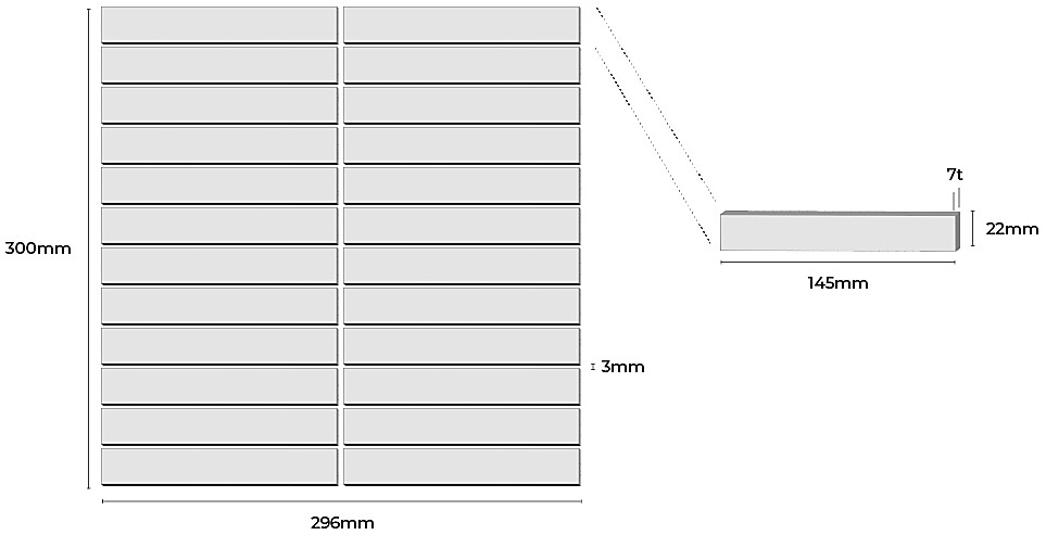 메탈 직사각 모자이크타일 22x145x7T 골드 유광 자기질타일 / 하다건재