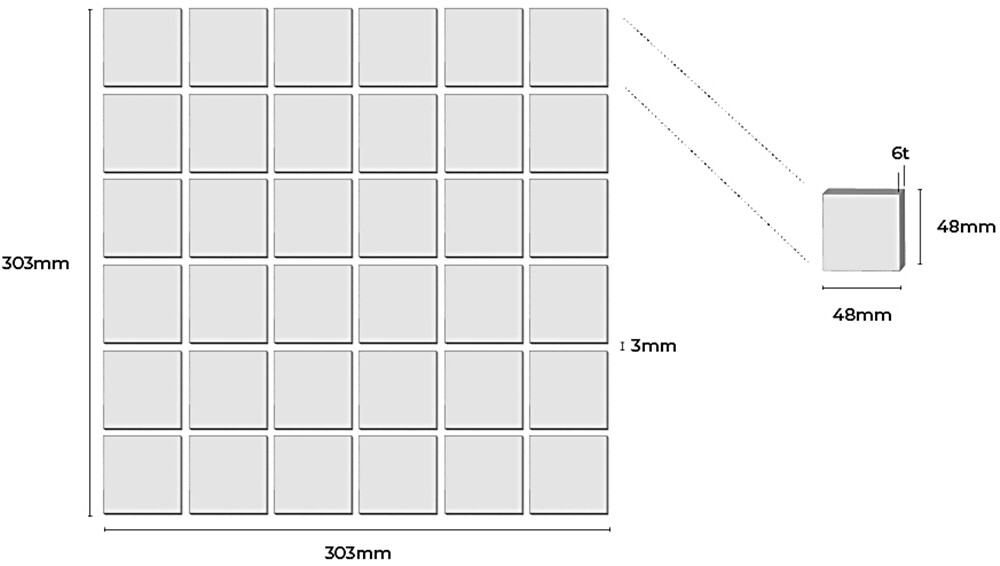 메탈 정각 모자이크타일 48x48x6T 골드 유광 자기질타일 / 하다건재