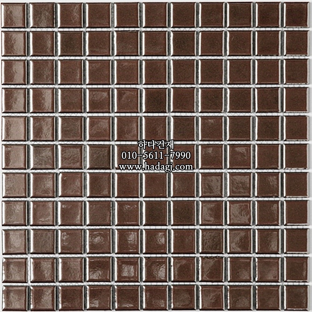 메탈 정각 모자이크타일 25x25x5.5T 로즈골드 유광 자기질타일 / 하다건재