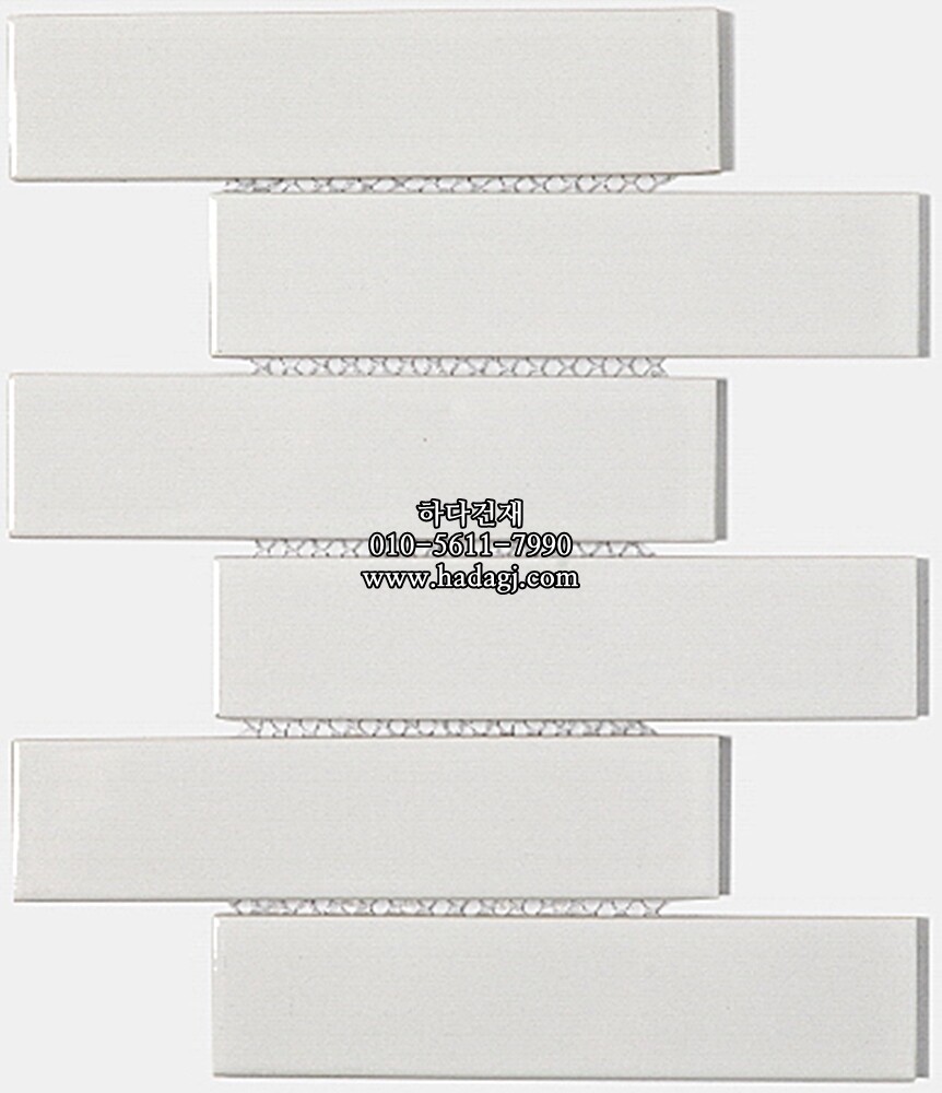 헤링본 직사각 모자이크타일 45x195x7T 화이트 무광 자기질타일 / 하다건재