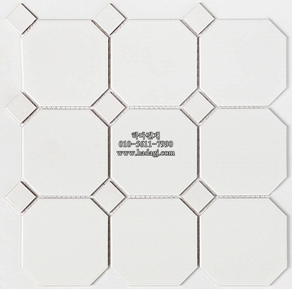 팔각 모자이크타일 95x95x6T 올화이트 유광 자기질타일 / 하다건재