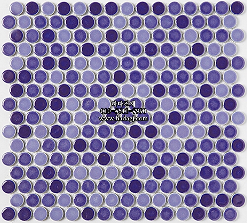 원형 모자이크타일 19x19x6T 퍼플믹스 유광 자기질타일 / 하다건재