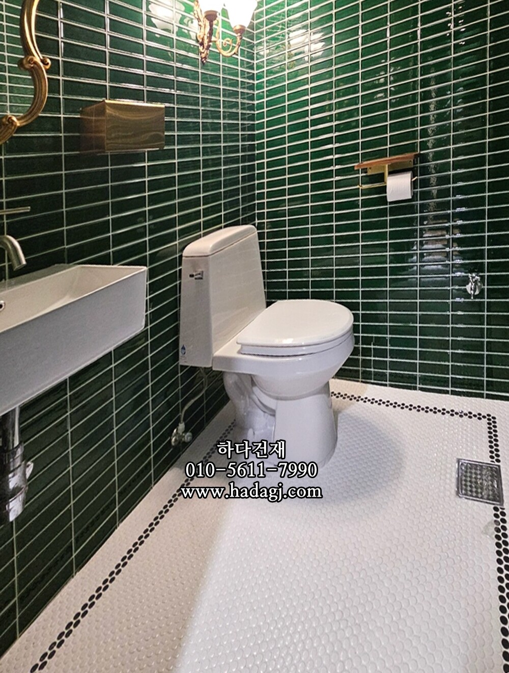 원형 모자이크타일 19x19x6T 블랙 유광 자기질타일 / 하다건재